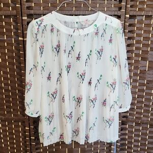 Ted Baker White Blouse with Floral Design